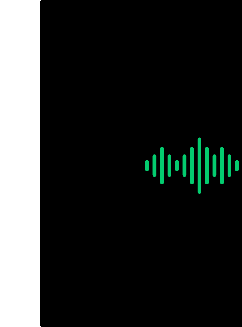 Bildmarke des Podcasts: hellgrüne Striche, die Schallwellen darstellen auf schwarzem Grund