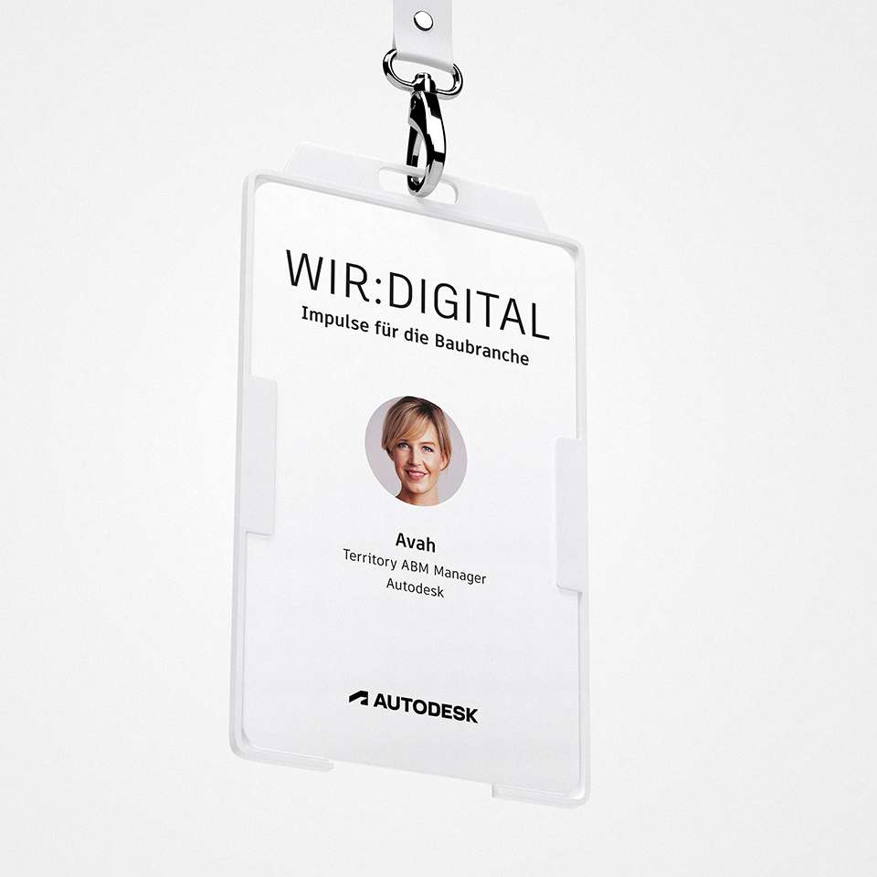 Mockup einer Autodesk-ID-Karte für eine Messe